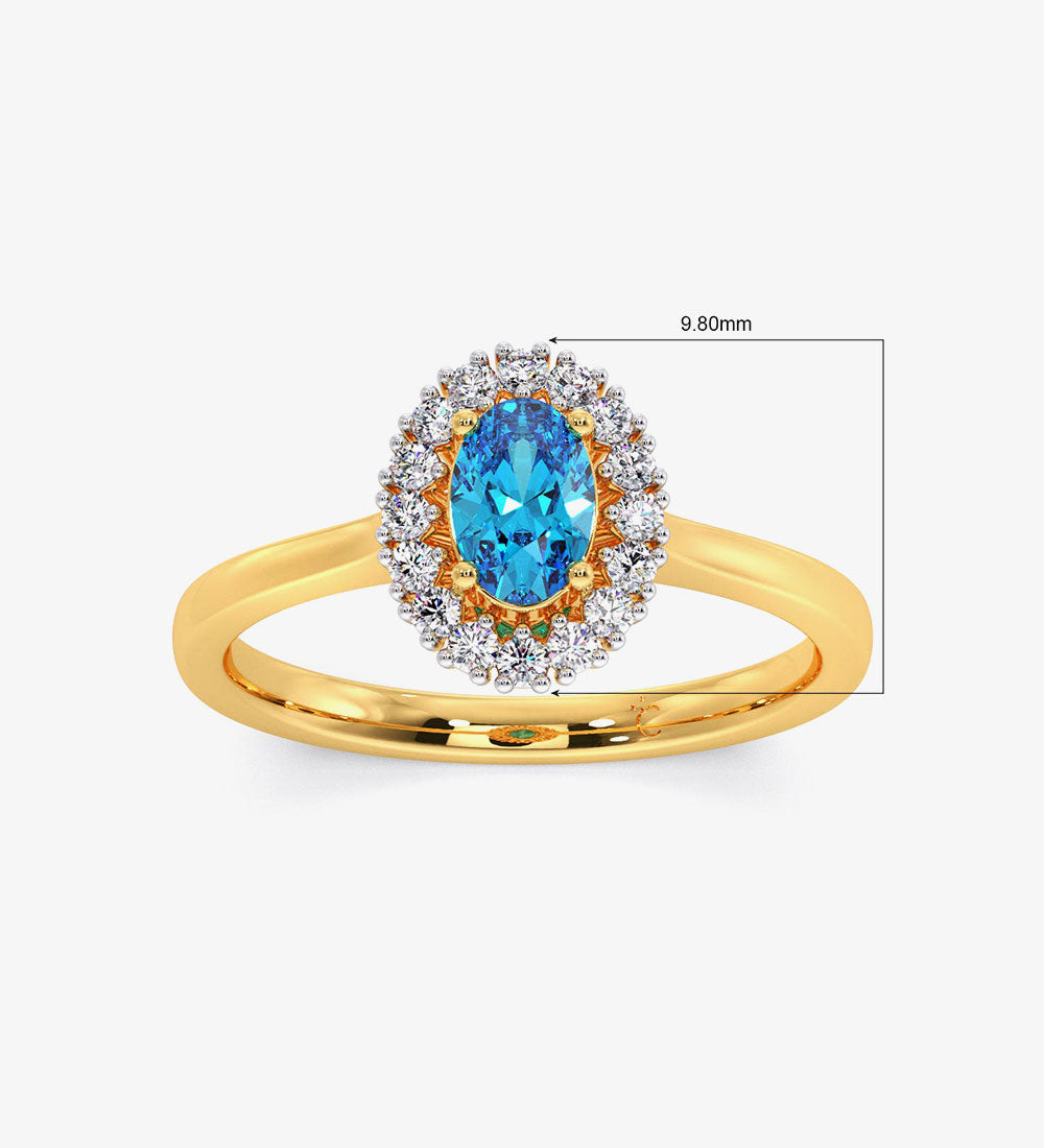 Blue Topaz Diamond Engagement Wedding Ring