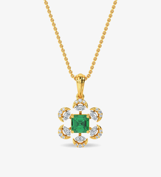 Esra Floral Diamond Pendant Set White Gold