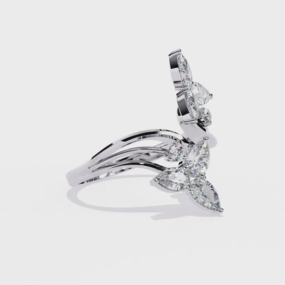 REVERIE - Dual Bloom Marquise & Pear Diamond Bypass Ring